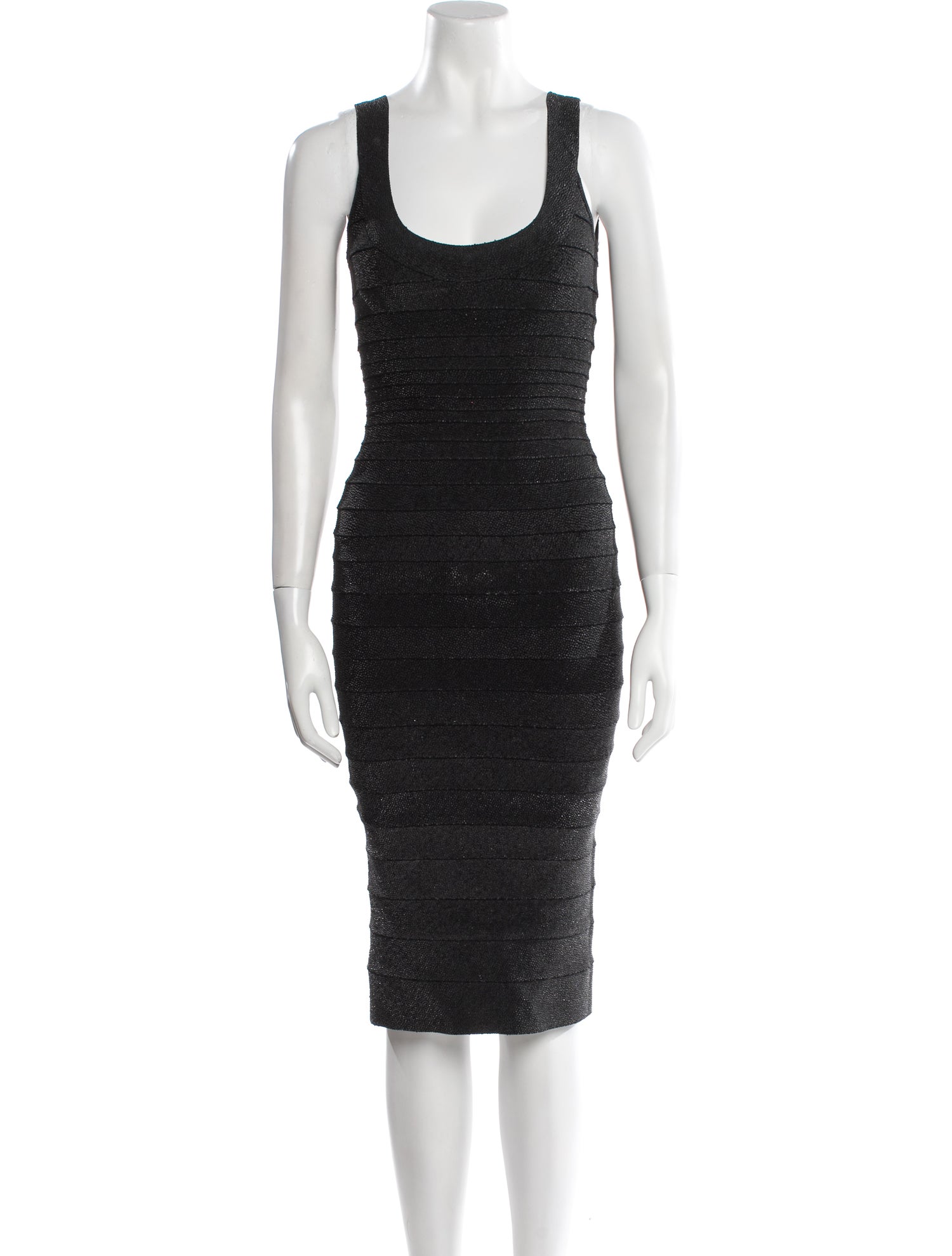 Herve Leger Scoop Neck Knee-Length Dress
