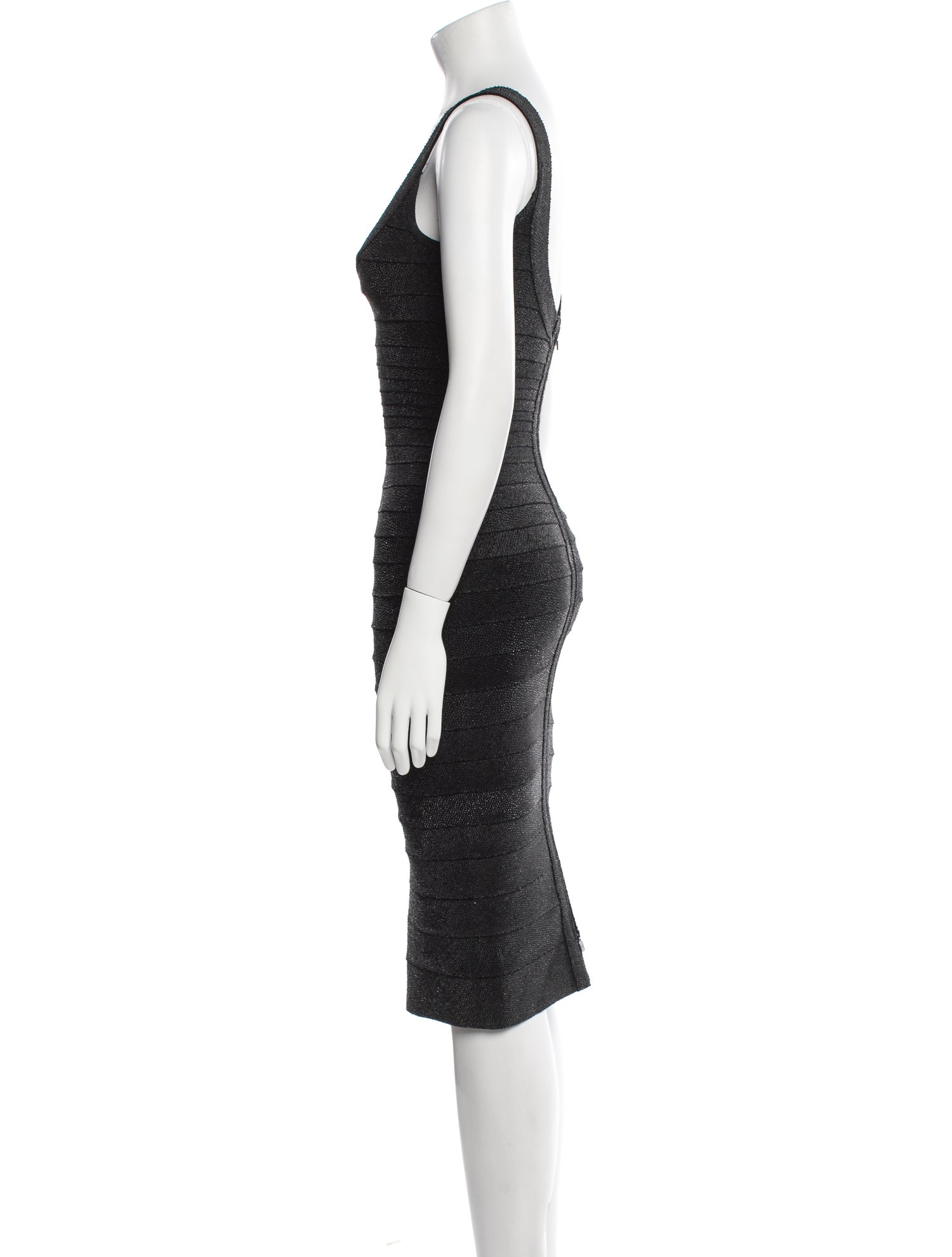 Herve Leger Scoop Neck Knee-Length Dress