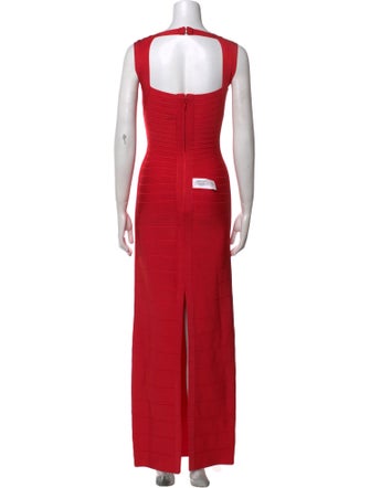 Herve Leger V-Neck Long Dress