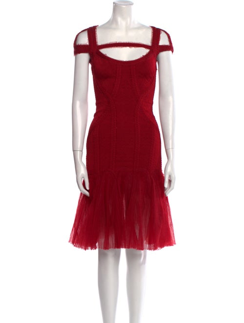 Herve Leger Square Neckline Knee-Length Dress