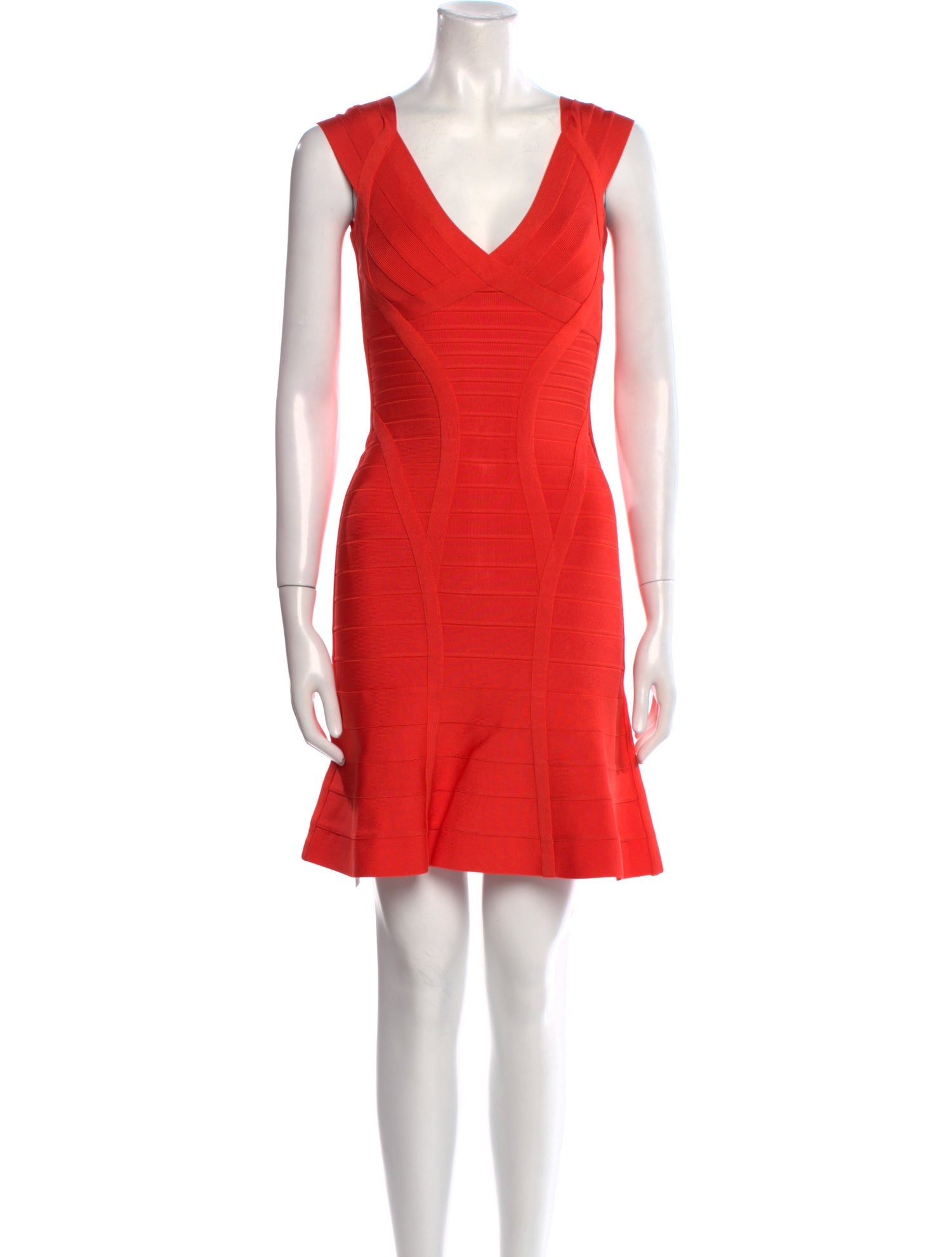 Herve Leger V-Neck Knee-Length Dress w/ Tags