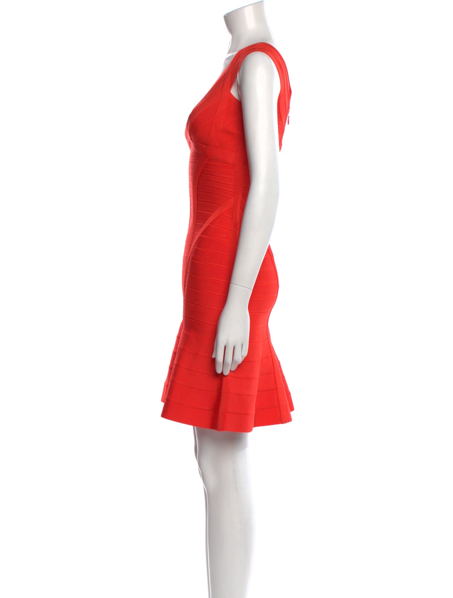 Herve Leger V-Neck Knee-Length Dress w/ Tags