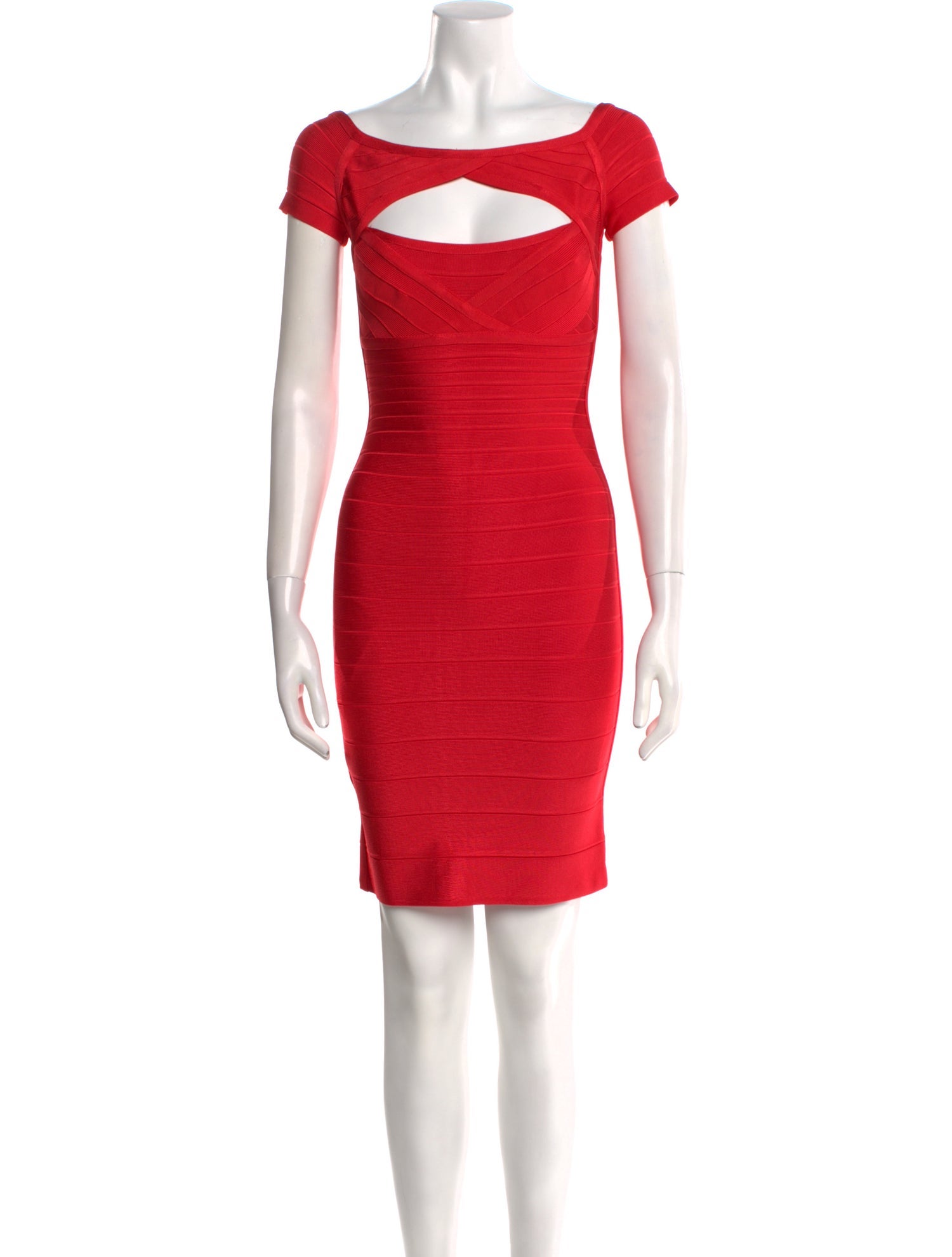 Herve Leger Bateau Neckline Mini Dress