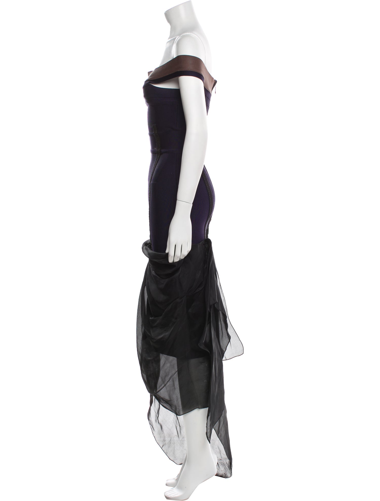 Herve Leger Off-The-Shoulder Long Dress