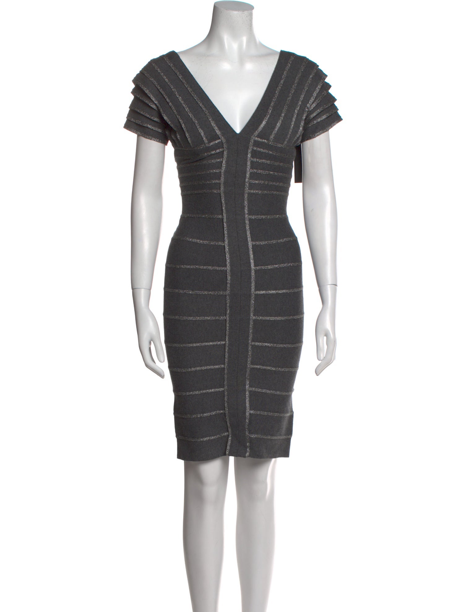 Herve Leger V-Neck Mini Dress