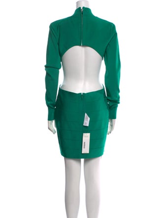 Herve Leger Mock Neck Mini Dress