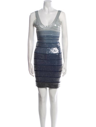 Herve Leger Colorblock Pattern Mini Dress
