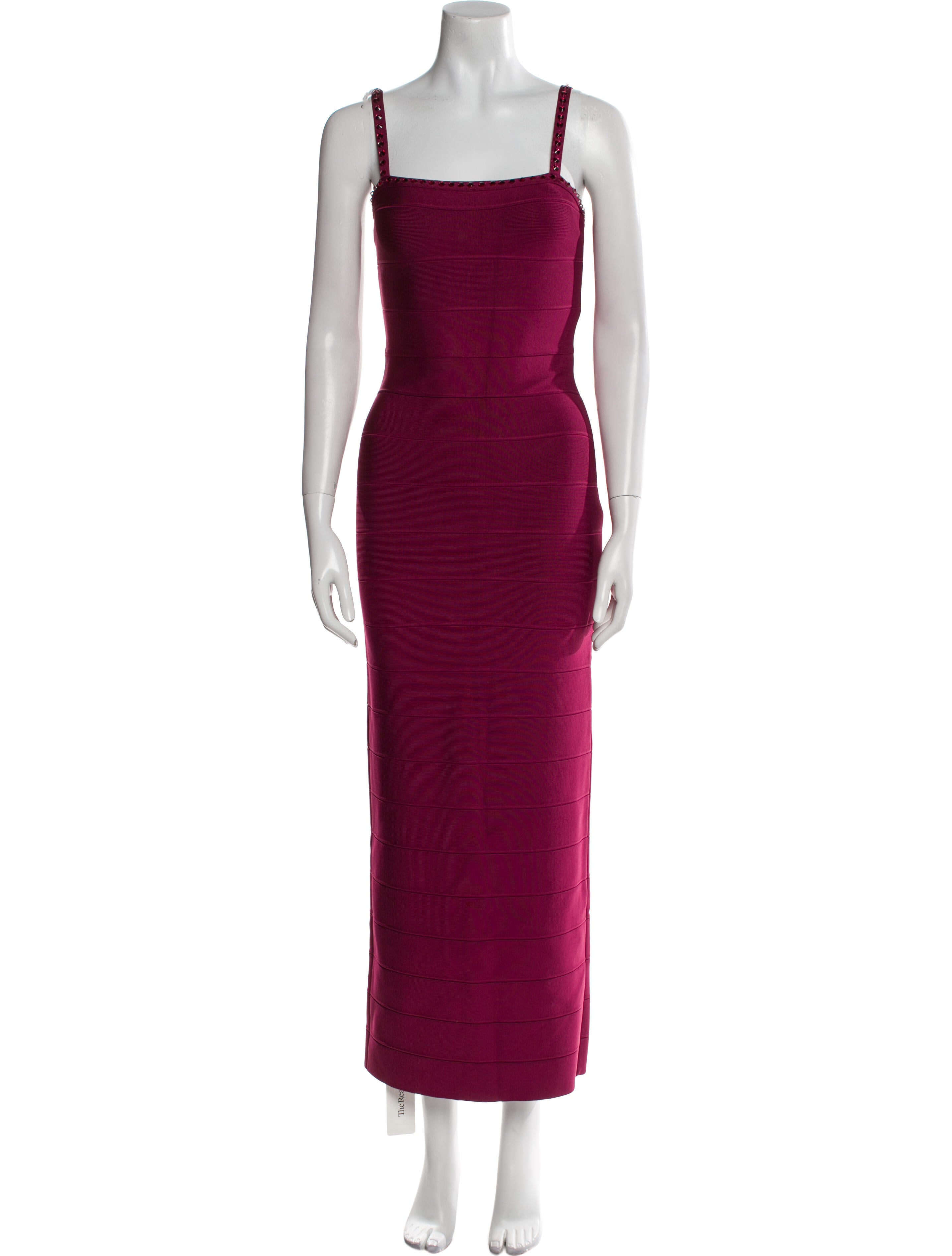 Herve Leger Square Neckline Long Dress