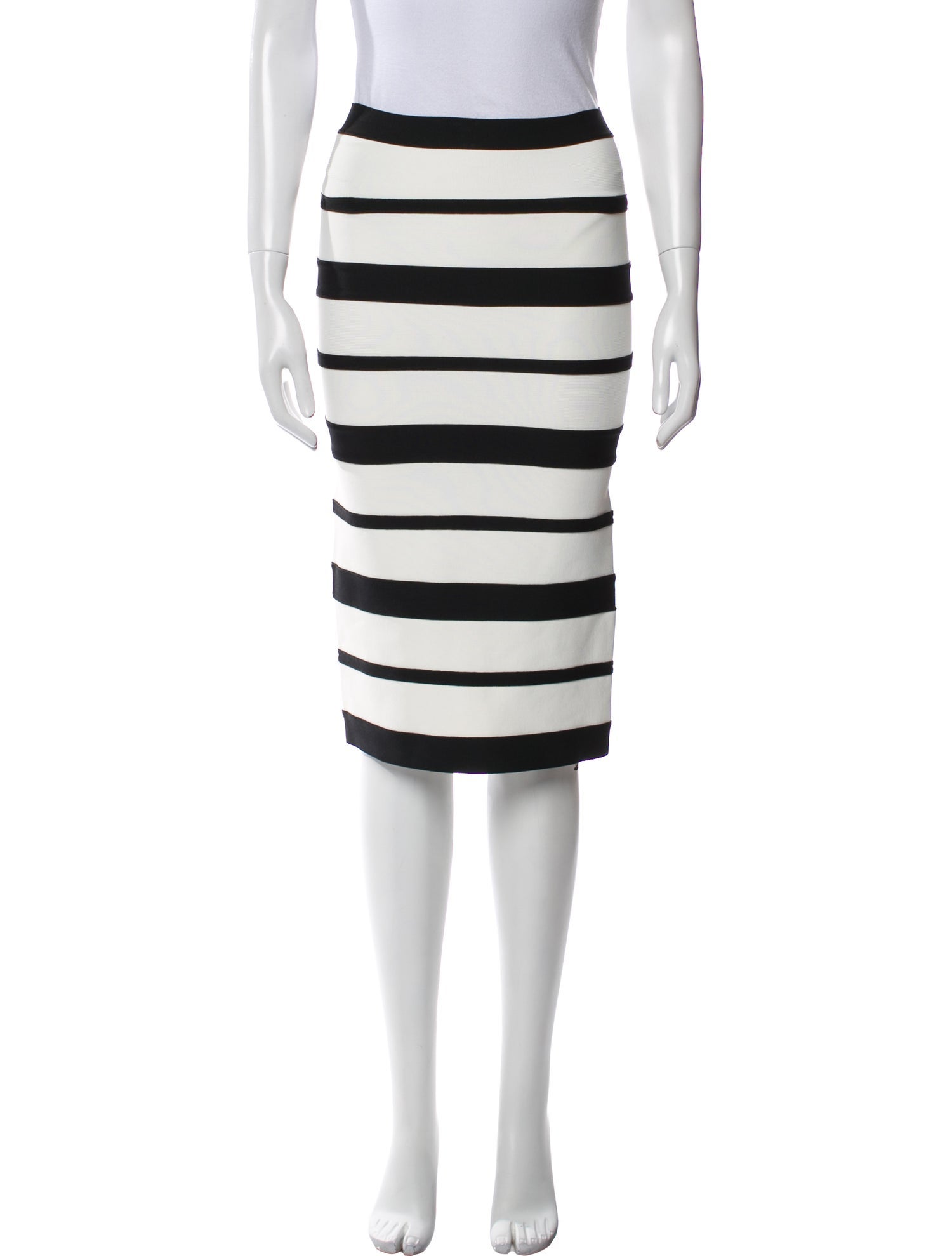 Herve Leger Striped Knee-Length Skirt