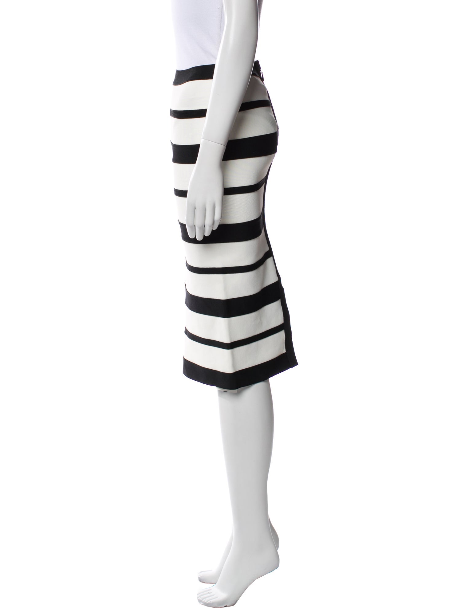 Herve Leger Striped Knee-Length Skirt
