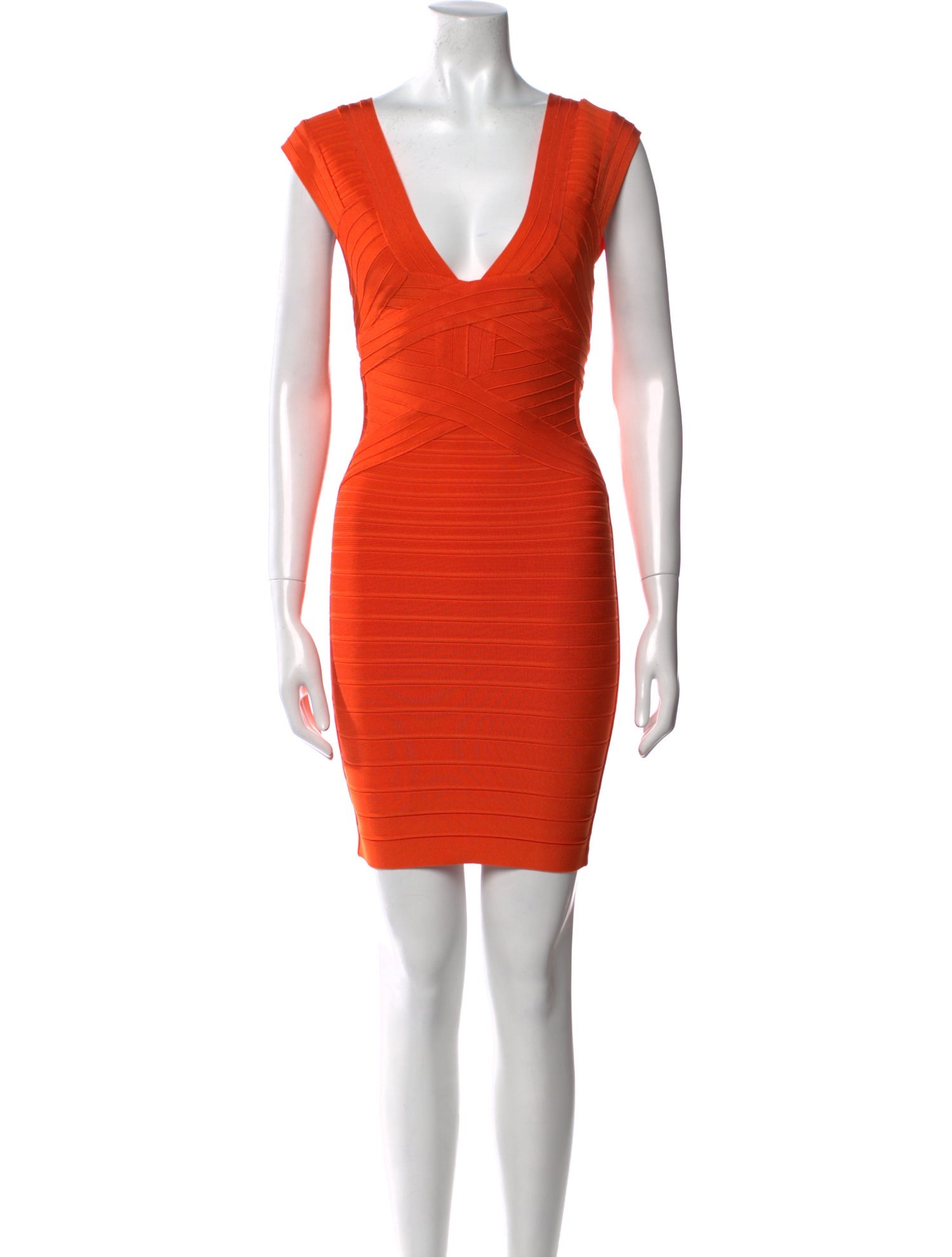 Herve Leger V-Neck Mini Dress