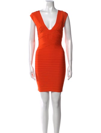 Herve Leger V-Neck Mini Dress