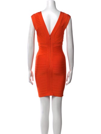 Herve Leger V-Neck Mini Dress