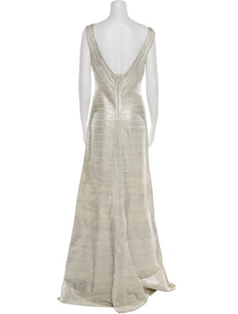 Herve Leger Bateau Neckline Long Dress