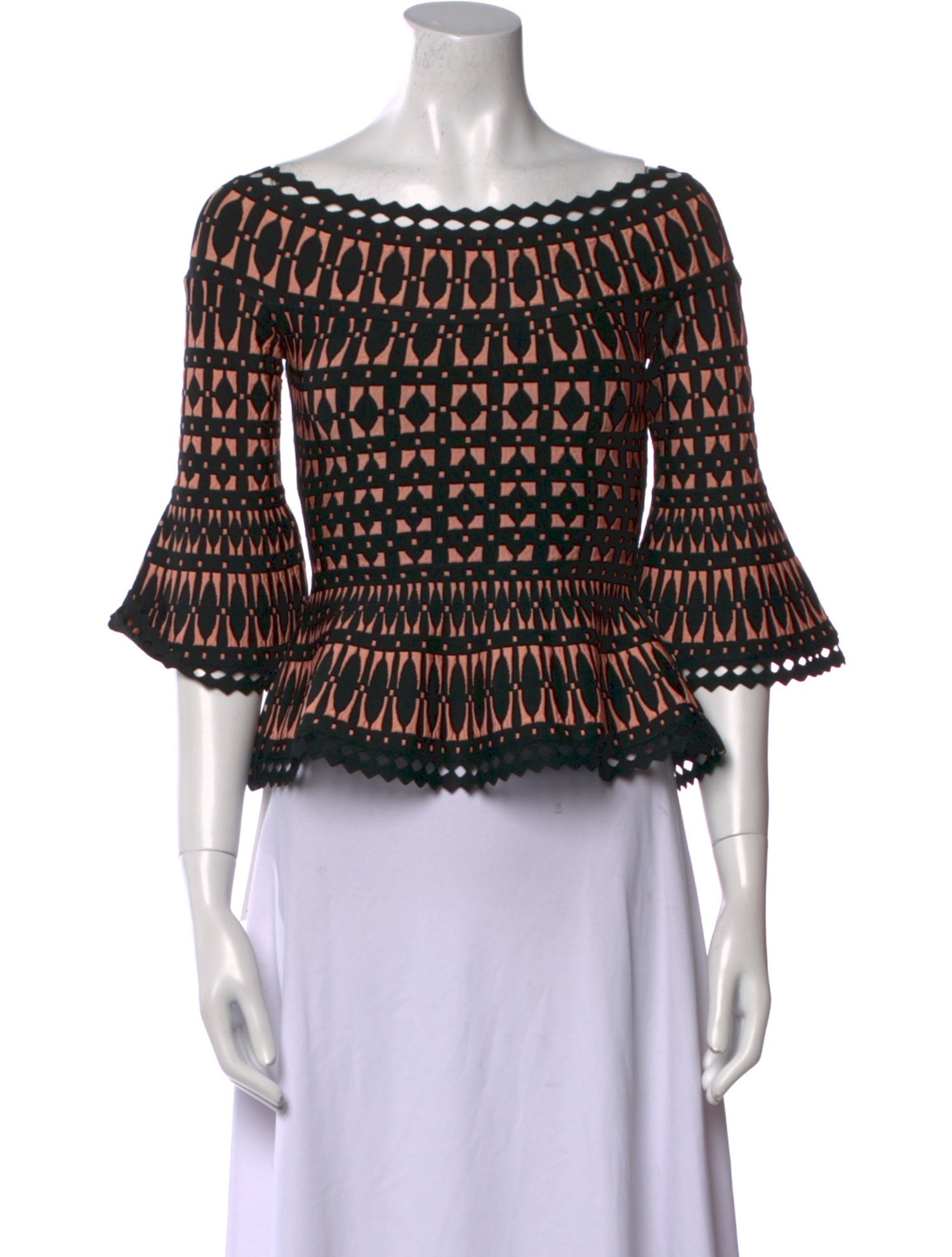 Herve Leger Printed Off-The-Shoulder Crop Top