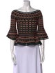 Herve Leger Printed Off-The-Shoulder Crop Top