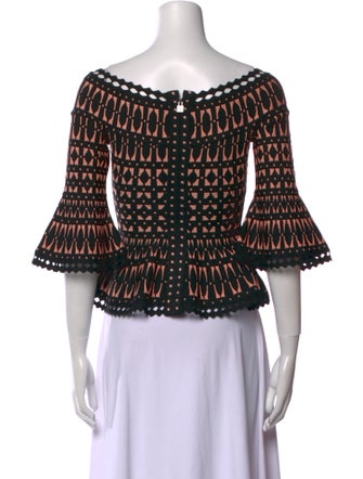 Herve Leger Printed Off-The-Shoulder Crop Top