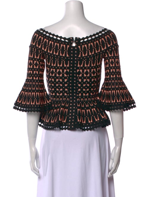 Herve Leger Printed Off-The-Shoulder Crop Top