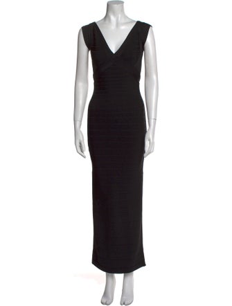 Herve Leger V-Neck Long Dress