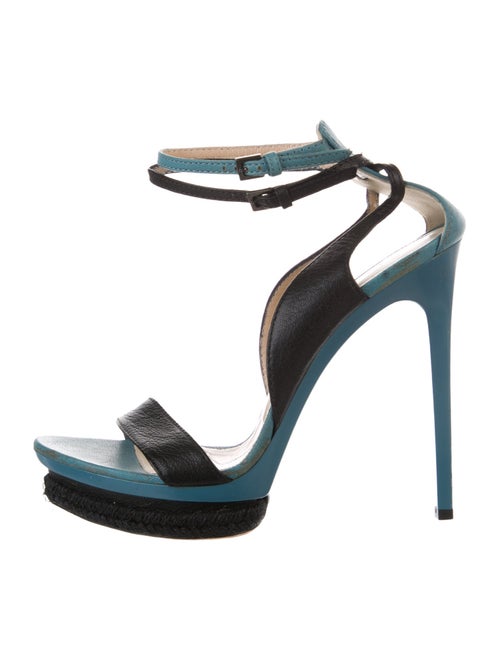 Herve Leger Leather Colorblock Pattern Sandals