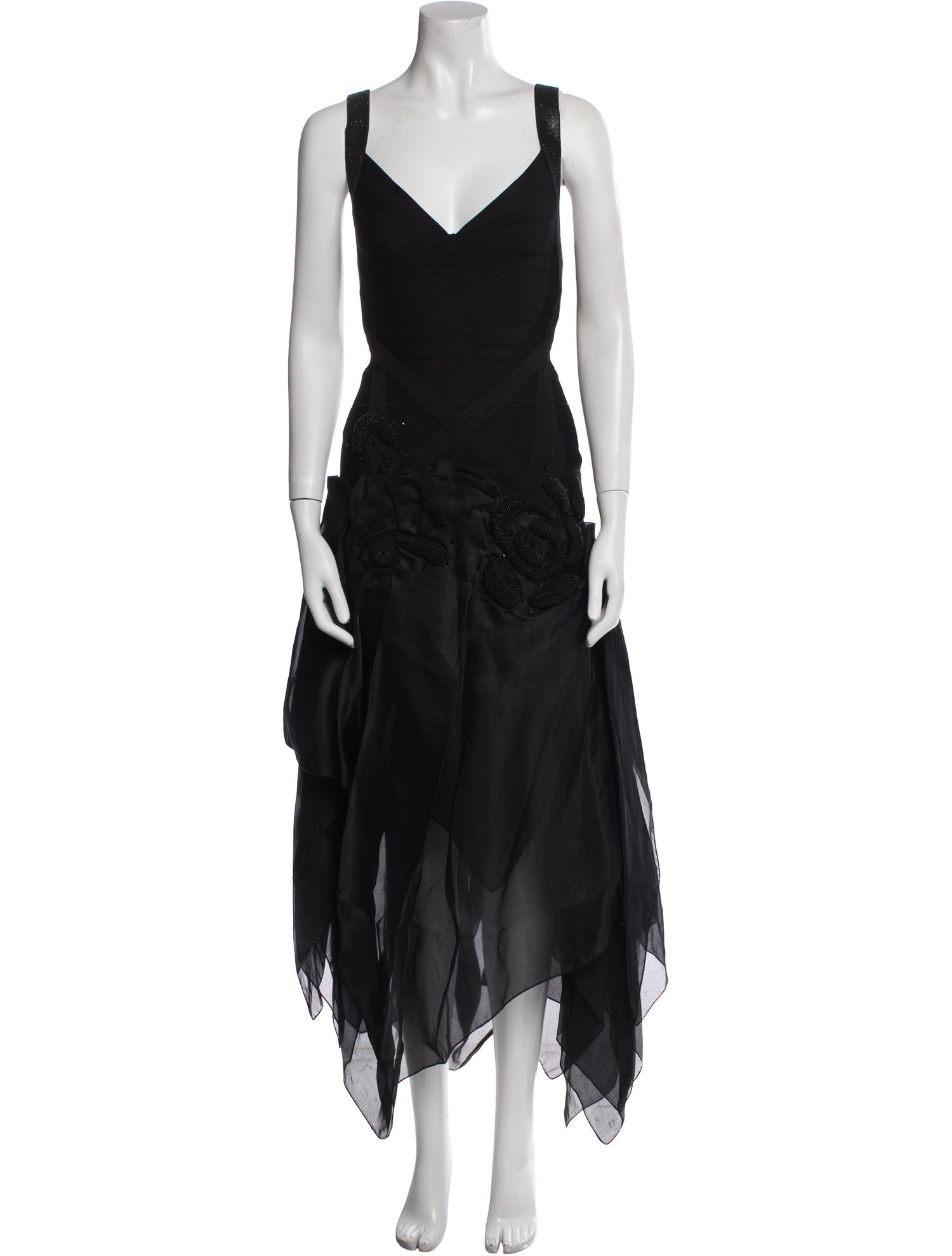 Herve Leger V-Neck Long Dress