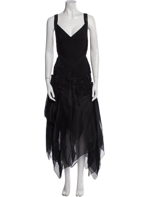 Herve Leger V-Neck Long Dress