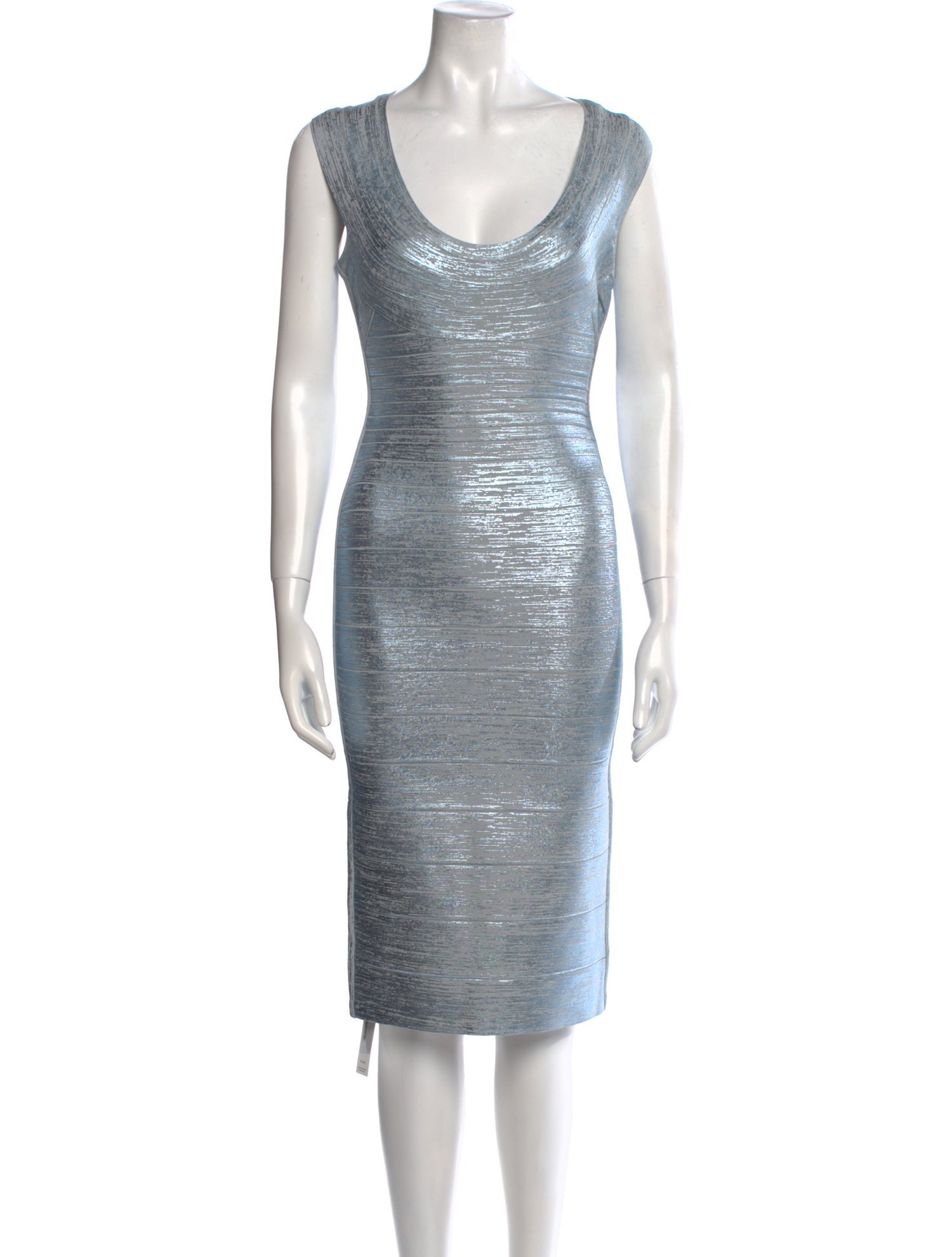 Herve Leger Scoop Neck Knee-Length Dress w/ Tags