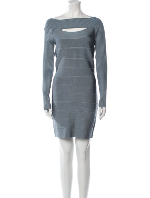 Herve Leger Bateau Neckline Mini Dress