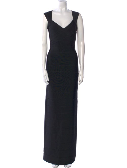 Herve Leger V-Neck Long Dress