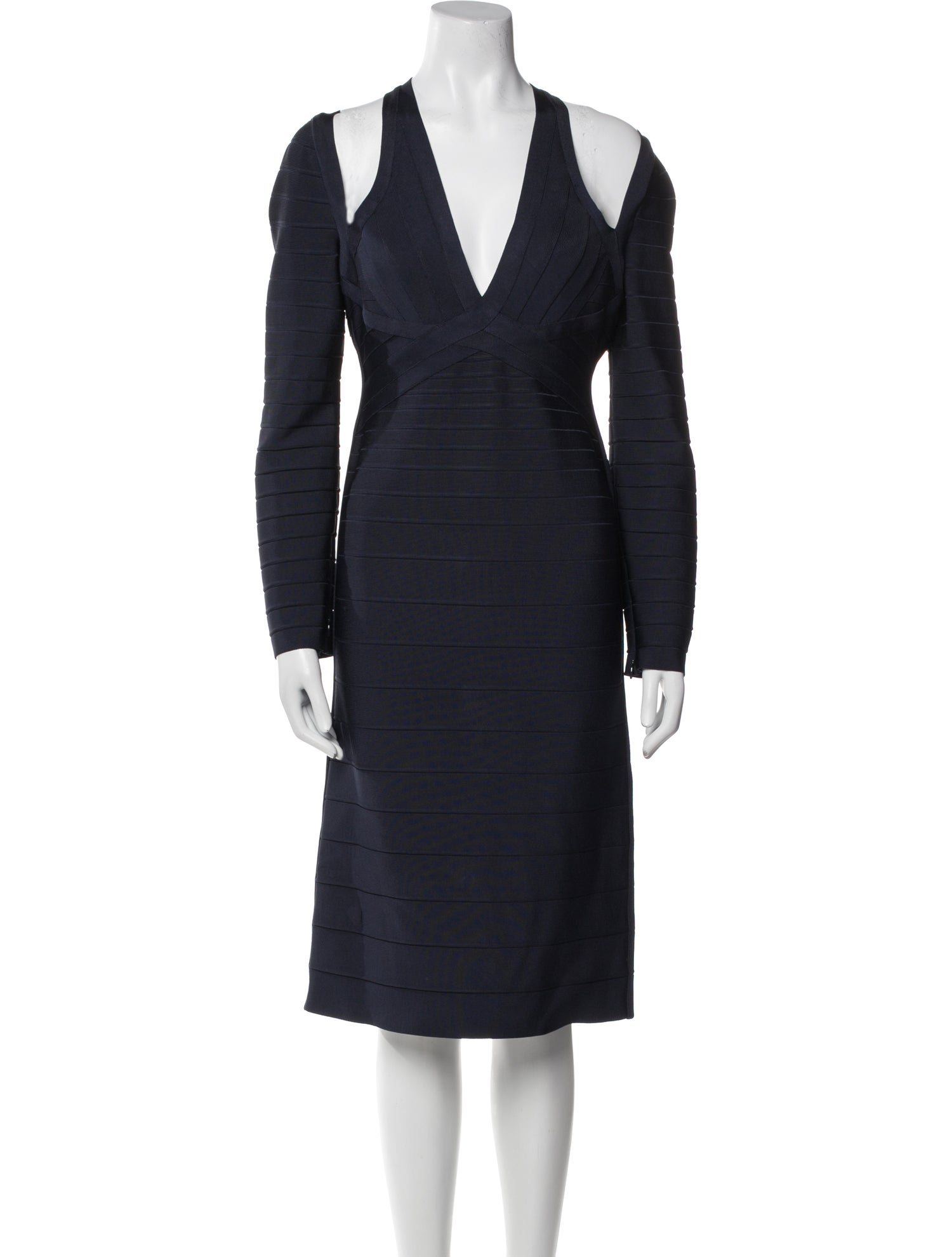 Herve Leger V-Neck Midi Length Dress