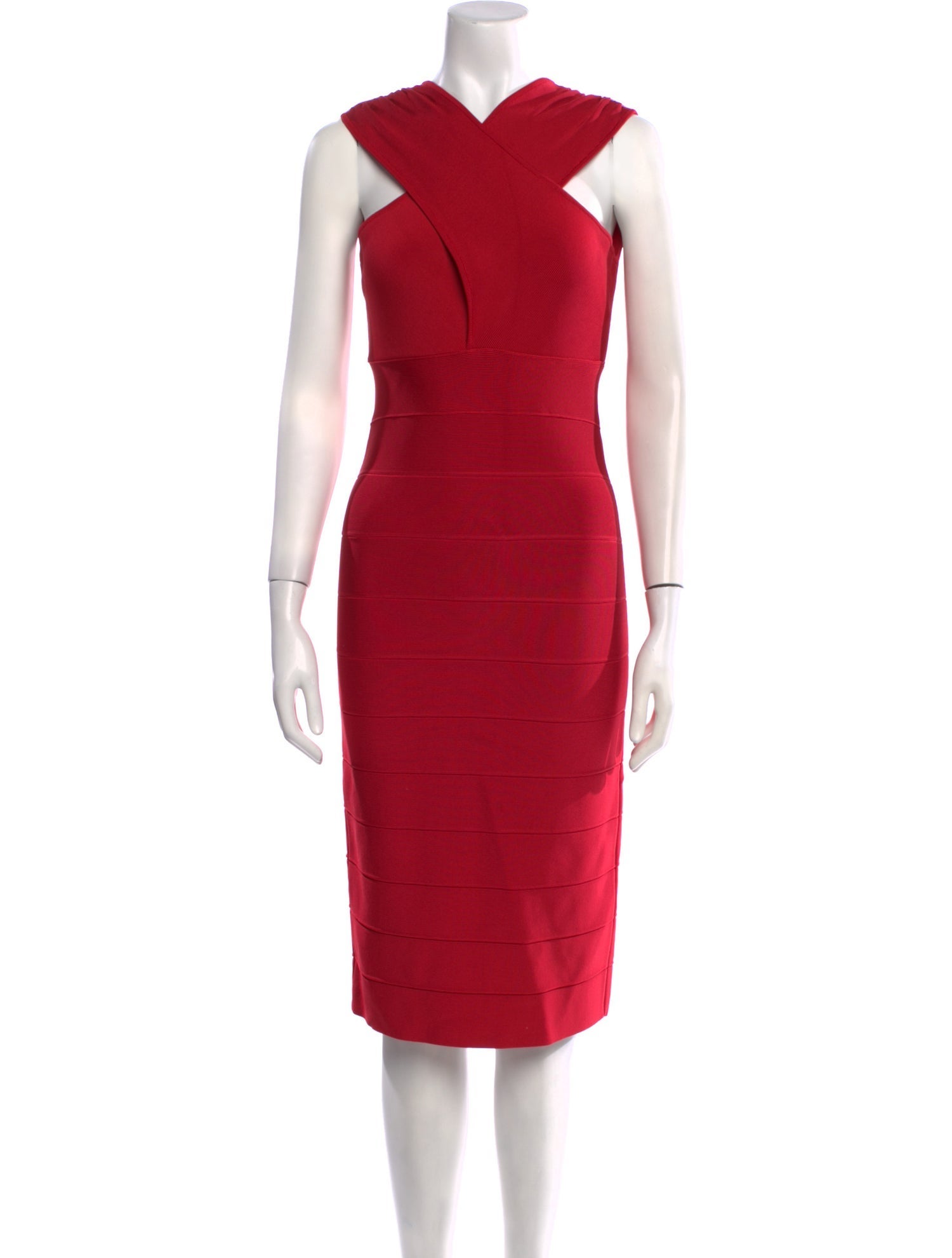 Herve Leger V-Neck Midi Length Dress