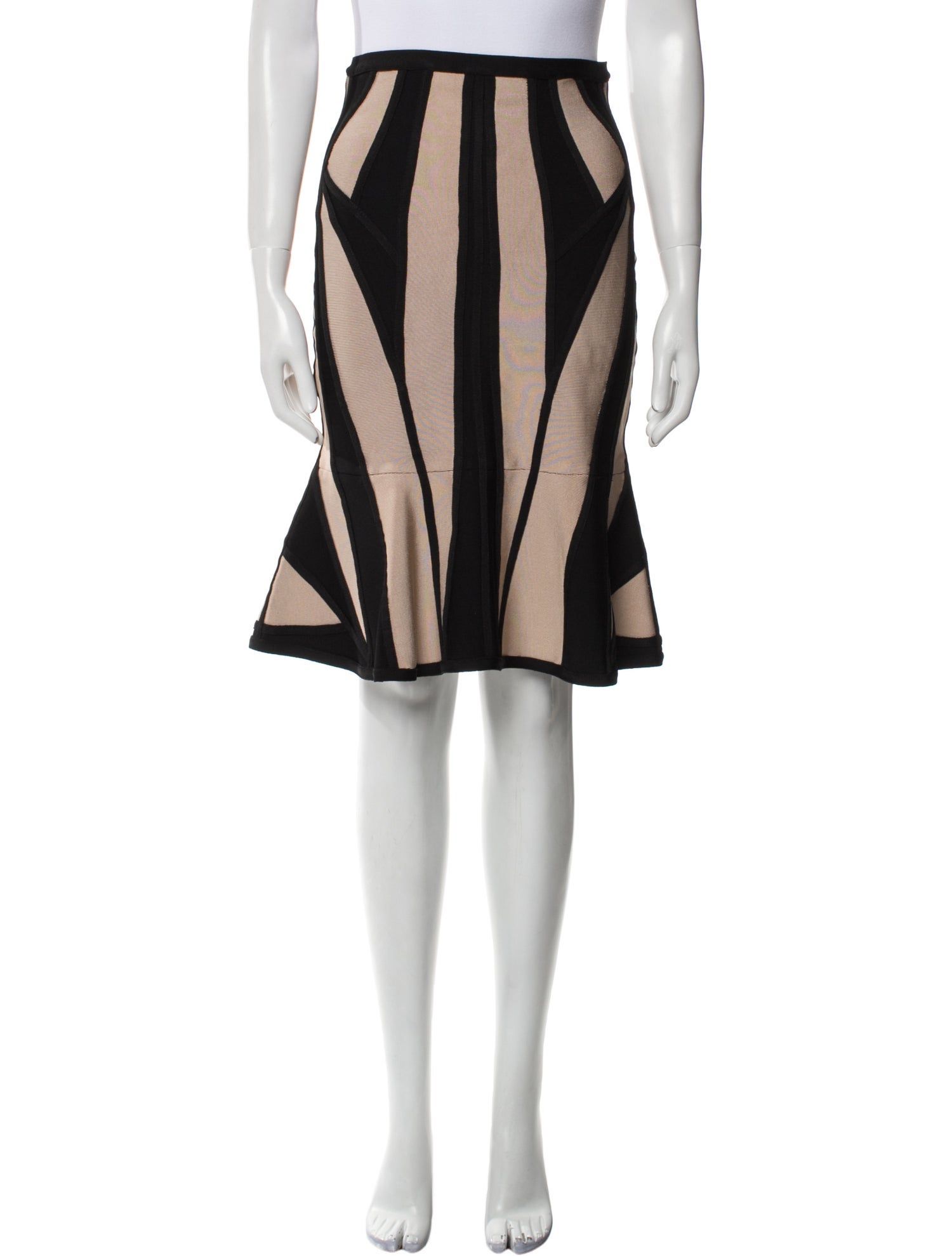 Herve Leger Striped Knee-Length Skirt