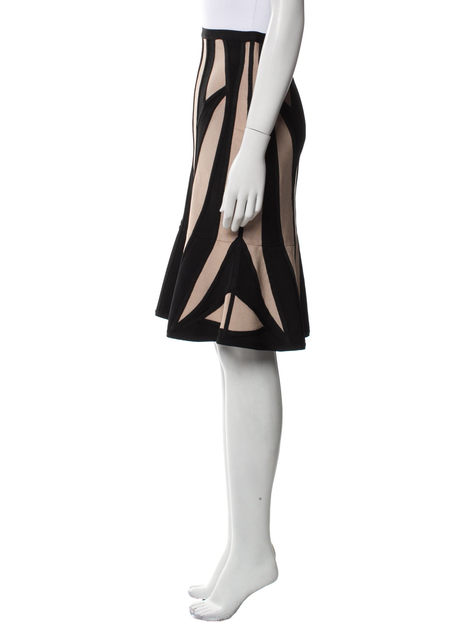 Herve Leger Striped Knee-Length Skirt