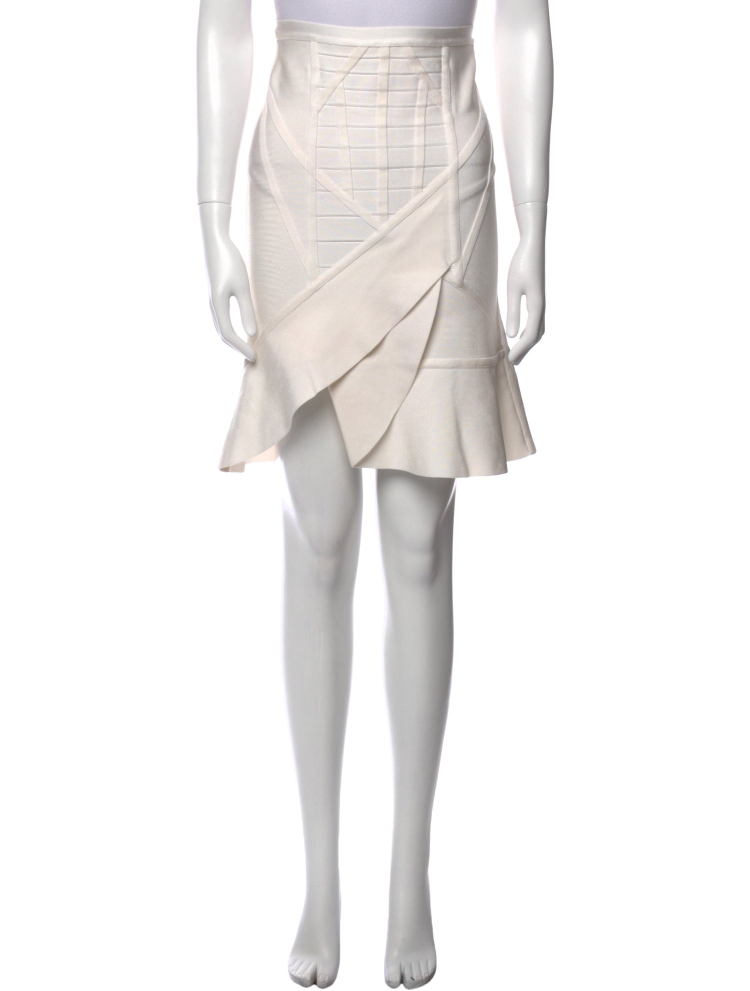 Herve Leger Scalloped Accent Knee-Length Skirt