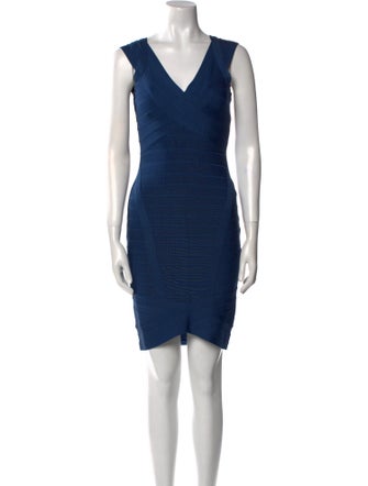 Herve Leger V-Neck Mini Dress
