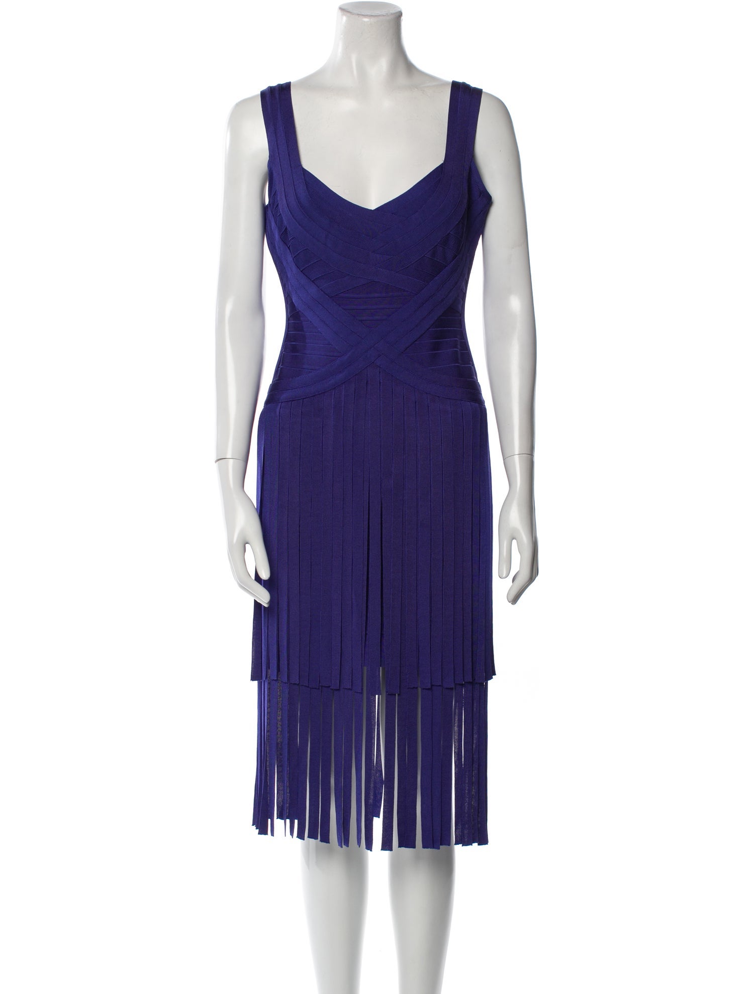 Herve Leger V-Neck Mini Dress