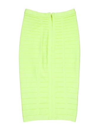 Herve Leger Striped Knee-Length Skirt