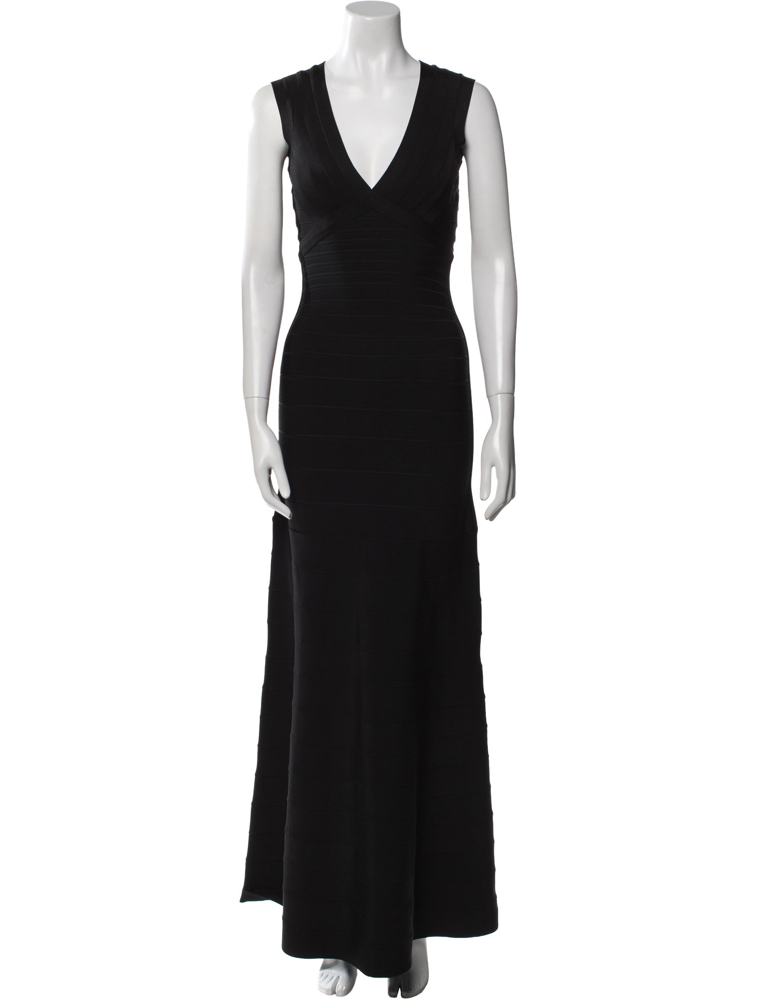 Herve Leger V-Neck Long Dress