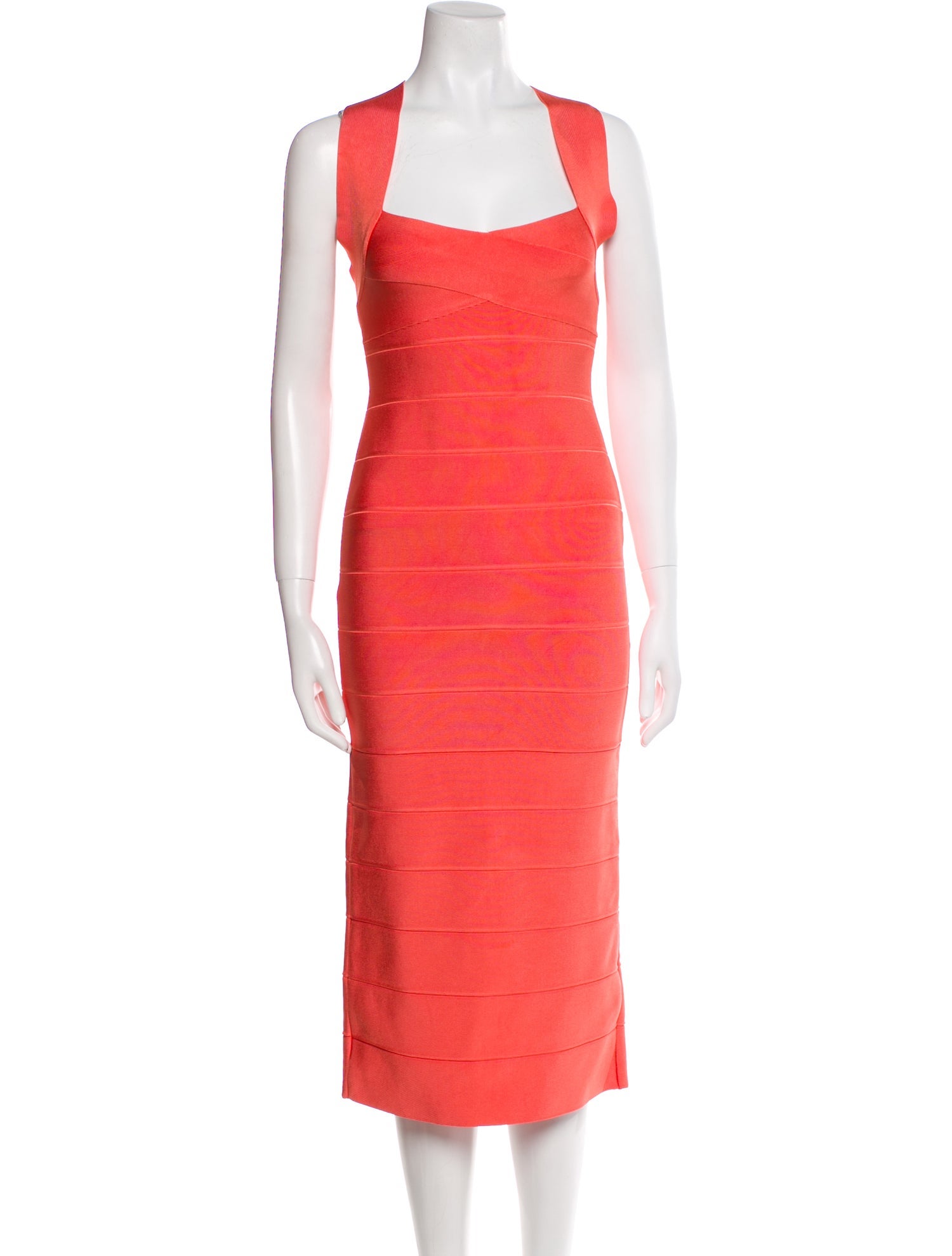 Herve Leger Square Neckline Midi Length Dress