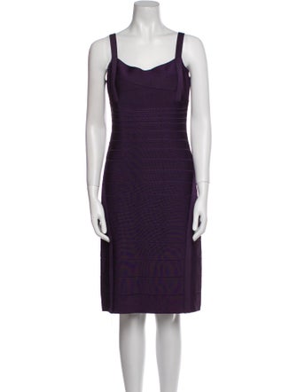 Herve Leger Square Neckline Knee-Length Dress