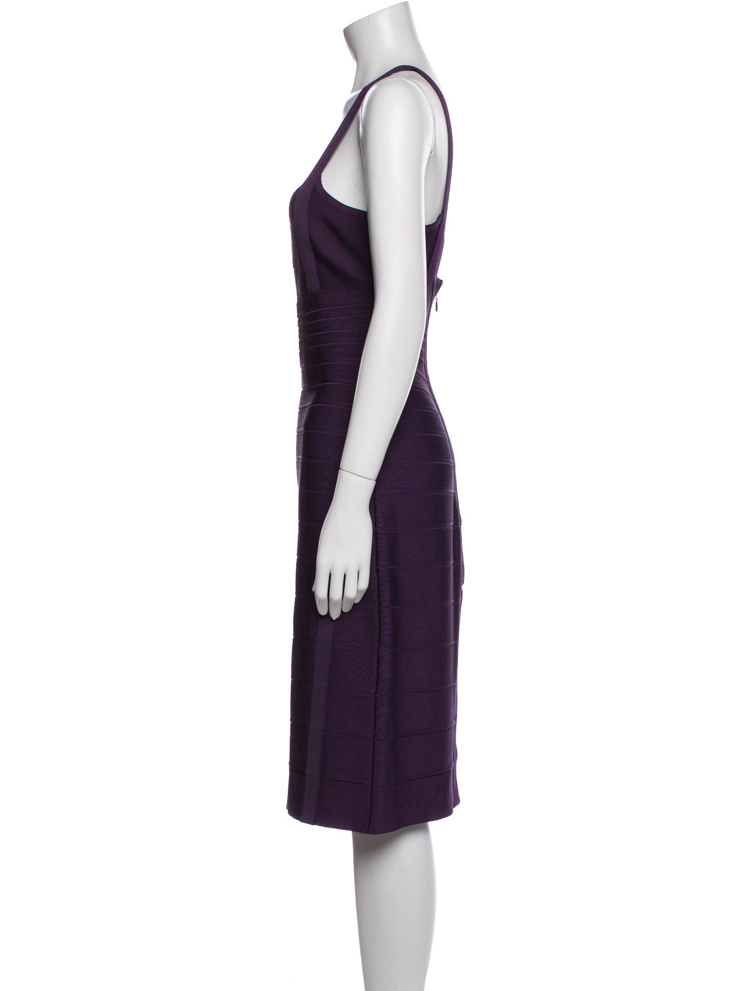 Herve Leger Square Neckline Knee-Length Dress