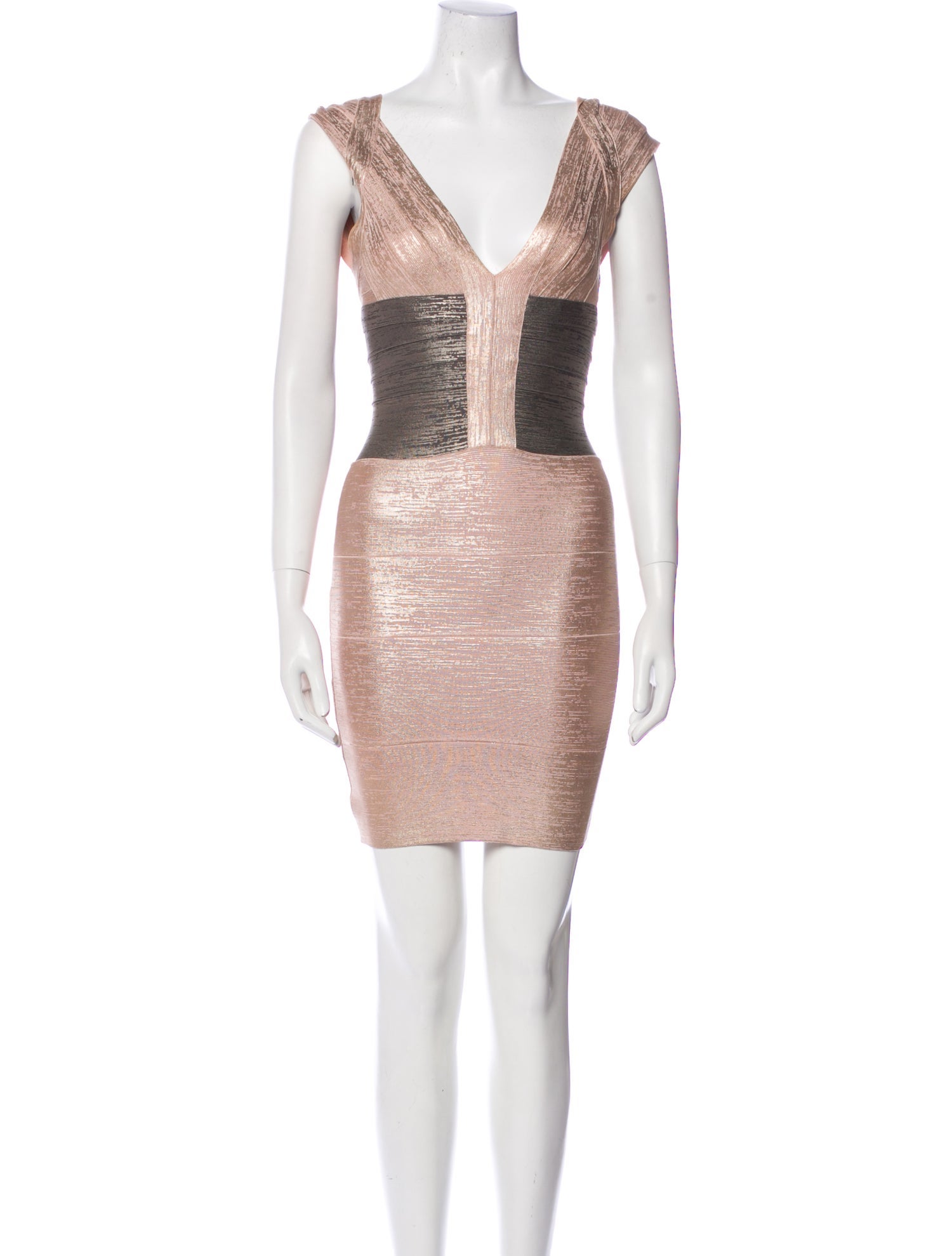 Herve Leger V-Neck Mini Dress