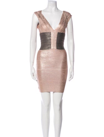 Herve Leger V-Neck Mini Dress