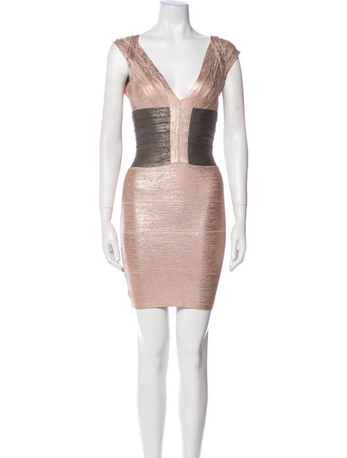 Herve Leger V-Neck Mini Dress