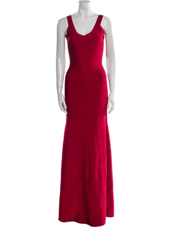 Herve Leger Scoop Neck Long Dress