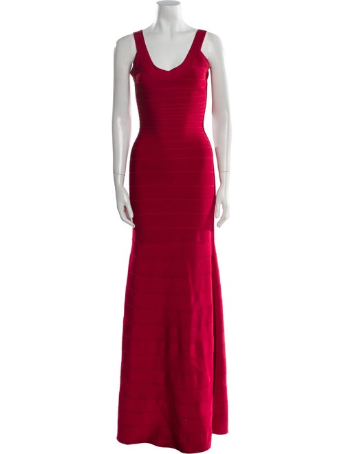 Herve Leger Scoop Neck Long Dress