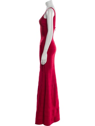 Herve Leger Scoop Neck Long Dress