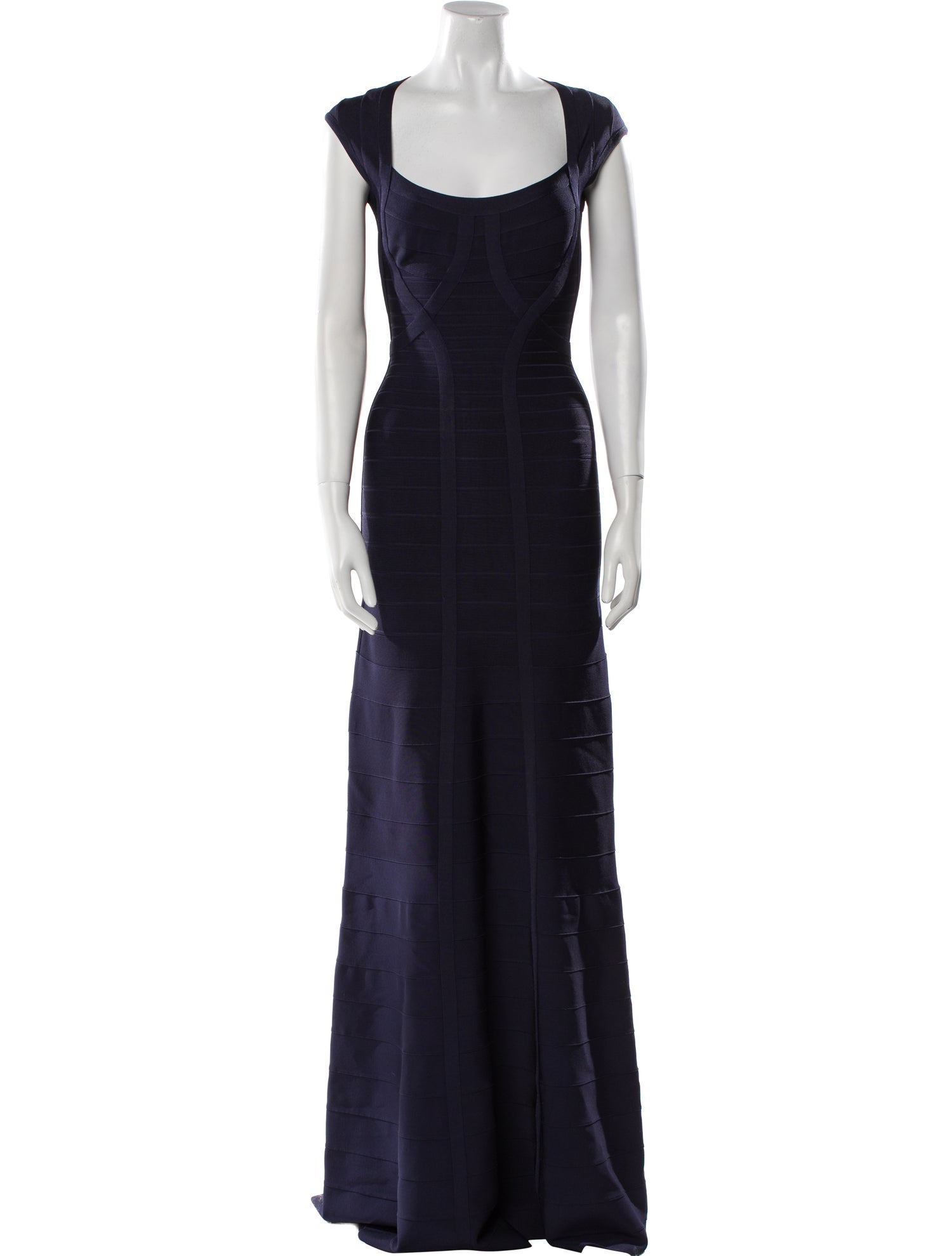 Herve Leger Scoop Neck Long Dress