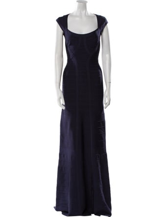 Herve Leger Scoop Neck Long Dress