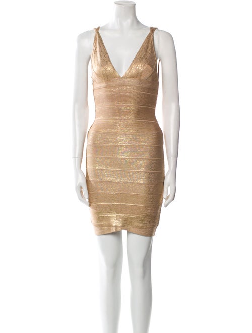 Herve Leger V-Neck Mini Dress